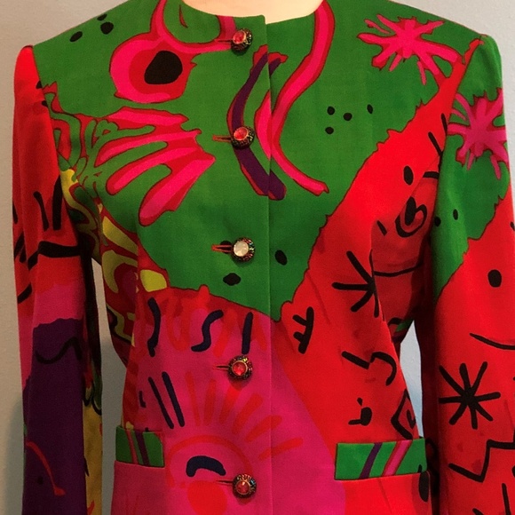 LOUIS FERAUD Multi Color Abstract Print Blazer